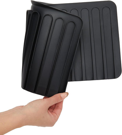 Talented Kitchen Self-Draining Silicone Dish Drying Mat - Sloped Silicone Countertop Drain Mat & Dish Drying Pad for Kitchen Counter - 15 x 8 in Black