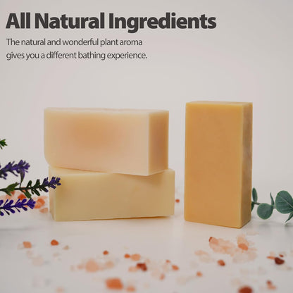 3 Pcs Clean Bar Soap with Vitamin E Olive Natural Essential Soap Bar Gift Set for Body Face Smooth Skin Bath Soap for All Skin Types Roman Chamomile,Frankincense,Lemongrass Soap Handmade