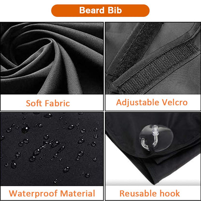 Beard Bib Apron for Men, Christmas Day Gift Beard Trimming Catcher Bib for Shaving & Hair Clippings, Waterproof Non-Stick Hair Catcher Grooming Cloth with 2 Suction Cups