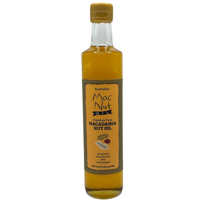 Mac Nut Cooking Oil- Australian Pure Cold Pressed Macadamia Nut Oil, Unrefined, for Natural Cooking, High Smoke Point for Frying, Non GMO, Vegan, Keto Friendly and Gluten Free (16.9 fl oz)