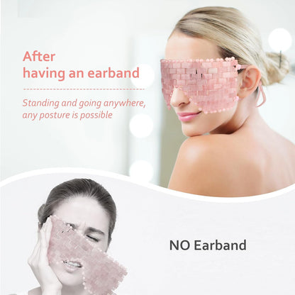 Rose Quartz Eye Mask, Cooling Jade Eye Mask 100% All Natural Crystal Eye Mask for Facial