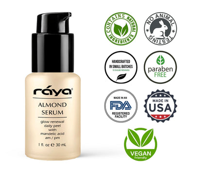 RAYA Almond Serum (508) | Exfoliating Facial Peel for Combination and Oily Skin | Helps Minimize Pores and Brighten Complexion