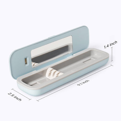 Toothbrush Holder, Toothbrush Cleaner Case, Portable USB Charging Toothbrush Cover with U V-C Light, Travel Toothbrush Holder (Blue-Large)