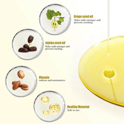 ADHERE Cuticle Oil for Nails Professional Nail Oil 8ML, Jojoba Nail Cuticle Oil Contains Vitamins with Soft Brush, for Nourishing, Hydrating, Dry Rough Nail Care Repair Essential Nail Care