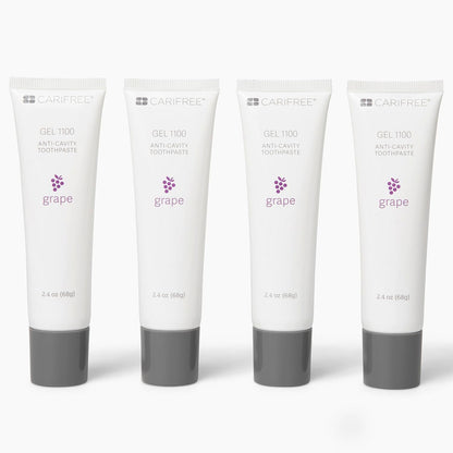 CariFree Gel 1100, Grape Flavored, Anti-Cavity Fluoride Toothpaste with Nano Hydroxyapatite for pH Neutralization, Enamel Protection, Dentist Recommended, Dentist Developed, 2.4 Ounce (Pack of 4)