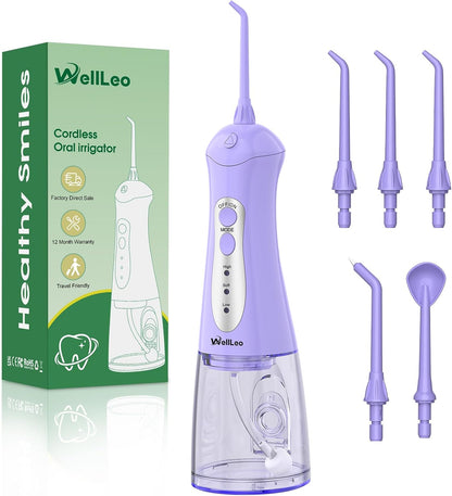 Water Flosser for Teeth, Portable Oral Irrigator Rechargeable Water Dental Flosser Pick with High Pressure 5 Jet Tips, IPX7 Travel Water Flossing for Brace Teeth Cleaner Gum Care