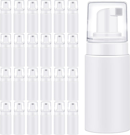 50pcs Foam Pump Bottles 1oz/30ml Plastic Mini Empty Dispenser DIY Travel Face Cleanser Mousse Soap Foam Bottle Refillable Hand Soap Eyelash Shampoo Cosmetics Portable Travel Pack(White)
