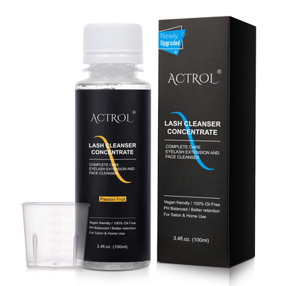 Eyelash Cleanser Concentrate 100ml Passion Fruit Professional Lash Shampoo Foaming Cleanser Lash Wash Concentrate for Extensions Lashes with Salon Home Care-Makes 40 Bottles Passion Fruit