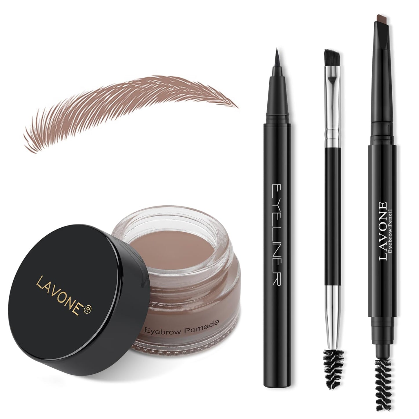LAVONE Eyebrow Stamp Pencil Kit for Eyebrows Makeup, with Waterproof Eyebrow Pencil, Eyeliner, Eyebrow Pomade, and Dual-ended Eyebrow Brush - Ash Blonde