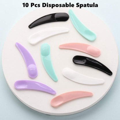 Refillable Cosmetic Sample Jars - 100 Pack 10g (0.35oz) Blue Small Travel Containers with Lids + 10 Mini Makeup Spatulas - BPA Free