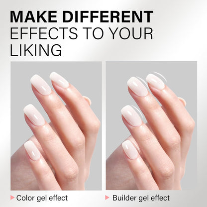 AILLSA Builder Gel for Nails Yogurt White 7 In 1 Hard Gel Polish for Nail Thickening Nude Milky Extension U V Gels Natural Color Strengthener Gels Nails Polish for Nail Art Base Coat Need 0.51 Oz GB07