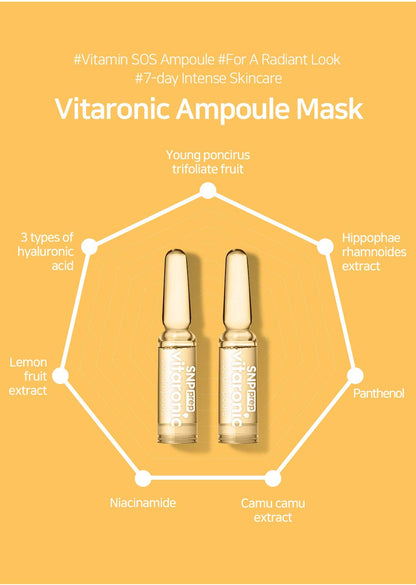 Snp Vitaronic SOS Ampoule | 1 Week Facial Supply Nourishing and Moisturizing for All Skin Types | Korean Skin Care Face Moisturizer | Vitamin Facial Moisturizer | 7 Vials - 1.5ml per Vial