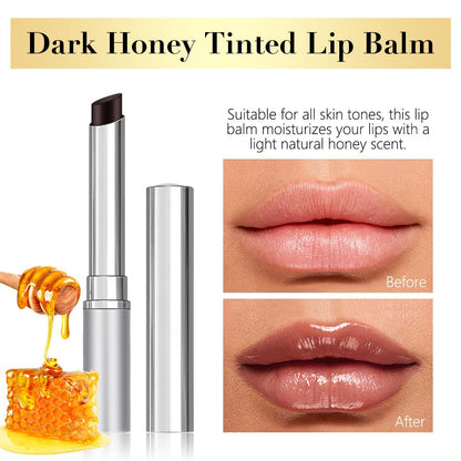 Honey Tinted Lip Balms Lip Stain, Sheer Hydrating Lip Skin Tint, Gloss Balm Moisturizing Lip Color for All Skin Tones, Nourishing Lip Balm with a Hint of Natural Black Cherry Tint (Black)