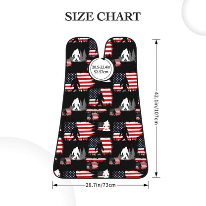 Adjustable Non-Stick Beard Apron, Hair Catcher Cape for Shaving Grooming, Waterproof with Suction Cups Men, Sasquatch USA American Flag Shave Bib