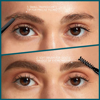 5 Pcs Waterproof Professional Makeup Micro Brow Pencil, Dark Brown Brow Kit with Eyebrow Brush, Ultra-Fine Mechanical Pencil, Eyebrow Pencils for Women, (C06#Dark Brown, 5Pcs)