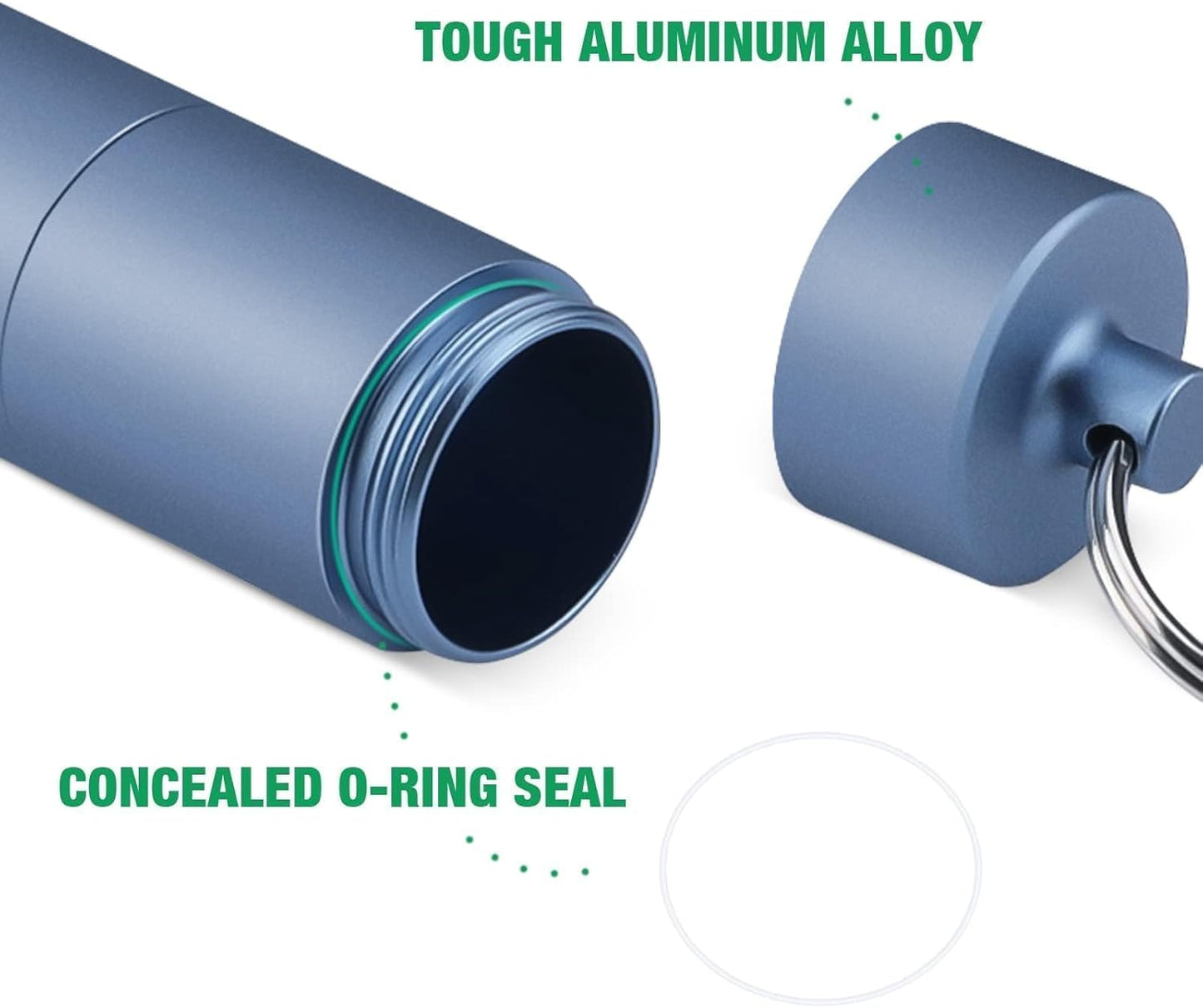 Opret Keychain Pill Holder, 3 Compartments Metal Small Pill Case, Waterproof Portable Travel Pill Box, Pill Container for Purse (Blue)