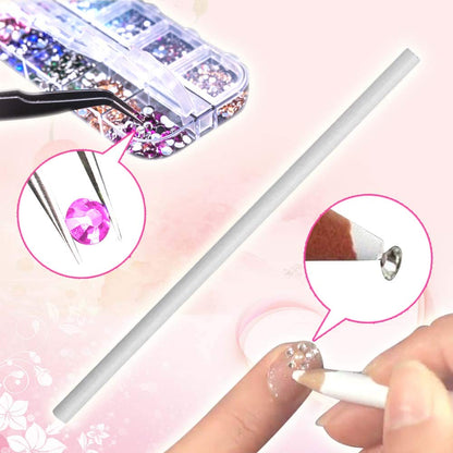 6400pcs Nail Art Rhinestones, Nail Crystal Gems Nail Diamonds, Gold Silver Nail Studs Colorful Nail Sequins & Rhinestones for Nails Kit with Tweezers and Wax Pen for Nail Art Supplies Accessories