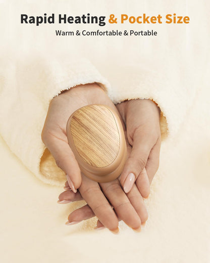 Hand Warmers Rechargeable 2 Pack, AI Temperature Control Electric Handwarmers, Stone Shape Portable Pocket Heater, Great Gift for Christmas Hunting, Golf, Camping Black