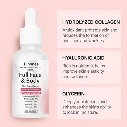Skin Vitamin Serum, Finones Full Face and Body Serum, 5 in 1 Anti Wrinkle Firming Suero, Anti-Aging Essence, Lifting Firming Essence, Hydrate Moisturize, Reduce Fine Lines