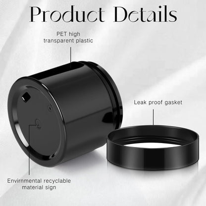 Patelai 4 Pieces Round Wide-mouth Leak Proof Plastic Container Jars with Lids for Travel Storage Makeup Beauty Products Face Creams Oils Salves Ointments DIY Making(6 Ounce,Pure Black)