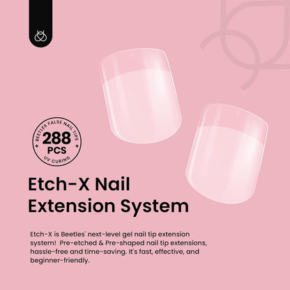 Beetles Gel Nail Tips 288Pcs Extra Short Square Etch-X Fake Nails Half Matte Press on Nail Tips Full Cover Nail Tips Gel Nail Polish Extensions Set Gifts for women