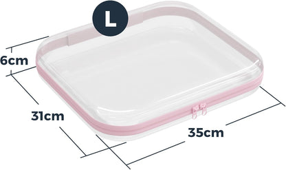 Extra Large 13.7" Durable Clear Hard Zipper Case 6 Pack, 2x Large, 2x Medium, 2x Small, Clear Travel Makeup Bag, Hard Plastic Travel Toiletry Bag for Women, Toy & Make Up Organizer Pouch