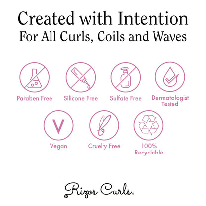 Rizos Curls Travel Light Hold Gel, Defines with Flexible Hold, Flake-Free and Frizz-Free Voluminous Curls, Moisturize and Combat Humidity with Aloe Vera & Flaxseed, 2.5 oz