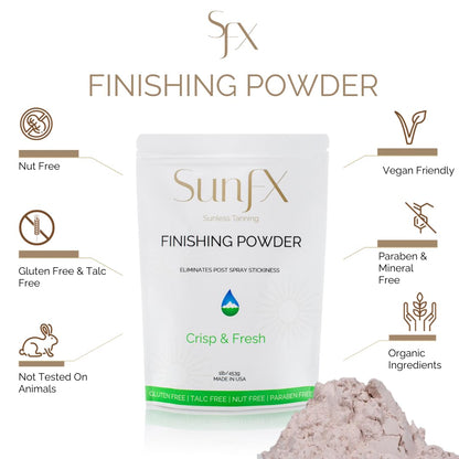 SunFX Post Spray Tan Translucent Finishing Powder | Talc Free | Sunless Tanning Setting Powder | Shimmer | Crisp & Fresh - 1lb