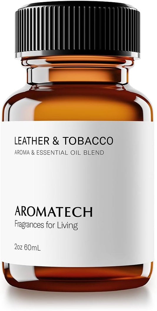 AromaTech Leather & Tobacco Premium Aroma Oil – Warm & Luxurious Home Fragrance with Notes of Vanilla, Tobacco & Brandy for Scent Diffusers, Cold-Air and UltraSonic Scent Machines – 60 mL