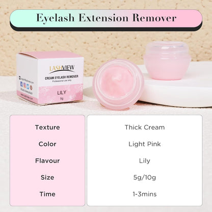 LASHVIEW Eyelash Extension Remover Cream, Light Lily Flavor Cream,Eyelash Adhesive Remover, Professional Eyelash Extensions Remover for Salon,10g