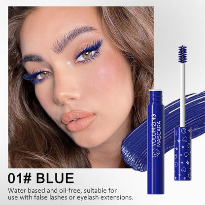 Colored Mascara for Eyelashes Set,Colorful Waterproof Mascara for eyelashes Long lasting Charming Voluminous Women Halloween Eye Makeup (2Pcs 01#Blue&06#Green, F)