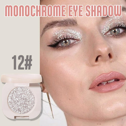 Monochrome Glitter Eyeshadow - Slive Shimmer Eye Shadow, Talc-Free, Paraben-Free, Cruelty-Free, Long-Lasting Single Eyeshadow Palette for Everyday & Special Occasions 12#