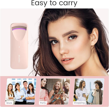 Heated Eyelash Curler - Electric Eyelash Curler with Heat Sensitive Silicone Pad, Type-C Rechargeable Mini Lash Curler, 8s Fast Heating 24hrs Long Lasting Lash Lift to Style Natural Eyelashes