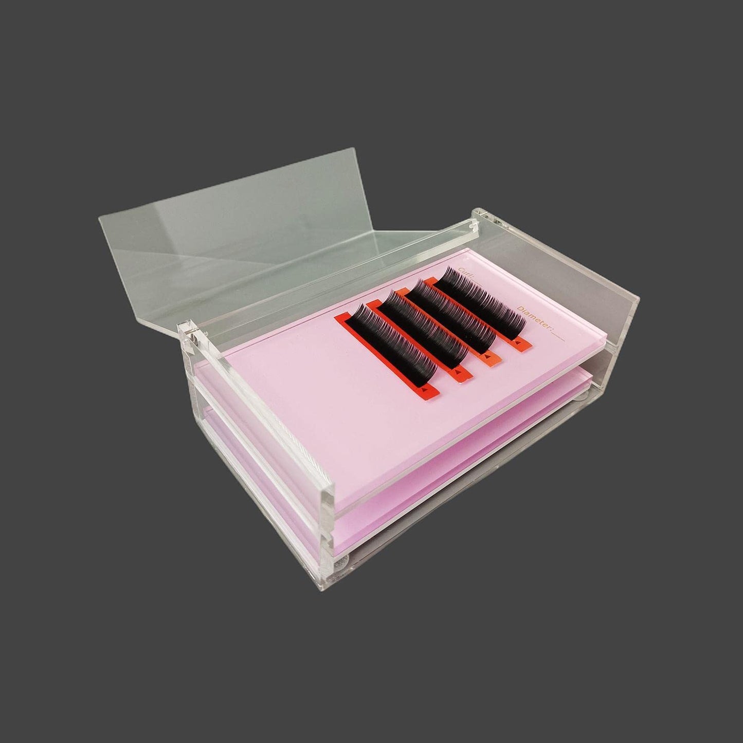 Two Layers Eyelash Grafting Pallet with Cover, Dust-proof Acrylic Lash Tile holder, Eyelash Extensions Storage Gasket Pads 2 Tiers for Beginners Beauty Artist Salon (Pink)