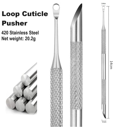 Pre-treatment Cuticle Pusher, Russian Prep Nail Pushers, Dual Ended Cuticle Remover with 100/180 Grit Sandpaper Sheets, Nail Care for Manicure Pedicure Nail Art