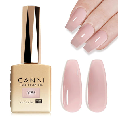 CANNI Nude Pink Jelly Gel Polish – 9ML Translucent Sheer Nude Soak-Off UV/LED Gel Nail Polish for DIY Manicure or Salon Use