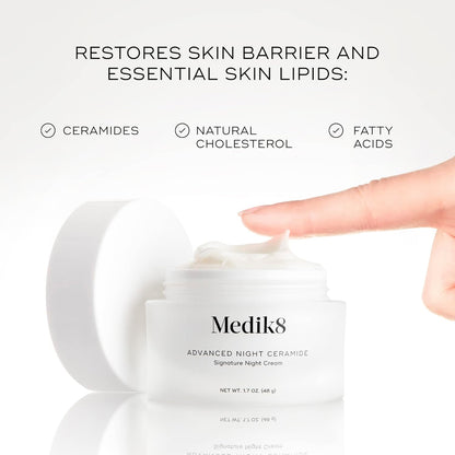 Medik8 Advanced Night Ceramide - Plumping, Hydrating Nighttime Eye Care - Skin Tightening Ceramides and Antioxidants for Fine Lines and Wrinkle Reduction - Soothes Dark Circles and Puffiness - 1.7 oz