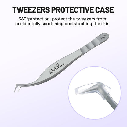 High Precision Lash Tweezers for Individual and Volume Eyelash Extensions Premium Stainless Steel Curved Fiber Tip Professional Isolation Tweezer