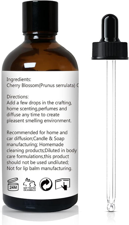 Cherry Blossom Essential Oil, Fragrance Oil for Candle Soap Making, Perfume for Women, Gift for Her - 3.38 Fl Oz 100ml