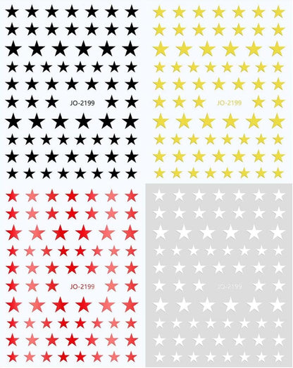 8Sheets Star Nail Stickers Gold Nail Art Stickers 3D Self Adhesive Nail Decals Silver White Gold Black Nail Art Decals Holographic Nails Design for Women Girls Nails Art Accessories DIY Manicure