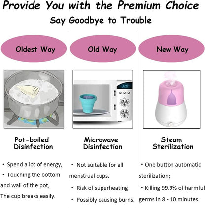 ROSA RUGOSA Menstrual Cups + Steamer Bundle - All You Need to Start Your Menstrual Cup Journey! - Feminine Hygiene - Leak-Free - up to 99.9%