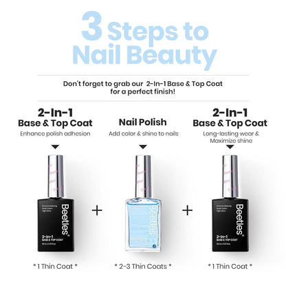 Beetles Nail Strengthener - Oceanic Blue Nail Concealer Air Dry Natural Nail Strengthener and Growth for Damaged Thin Nails Repair Weak Nails Fingernail Strengthening Women Gift 0.51 FL OZ