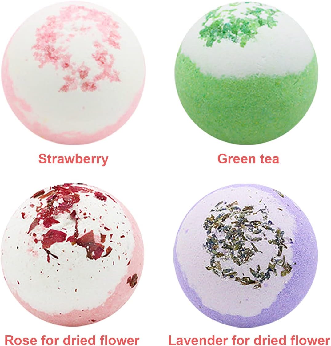 Dried Flower Bath Salt Balls,Lavender Extract Essential Oils,Moisturizing Dry Skin,Fizzy Spa,Relaxation,Self Care,Relaxing,Bubble Bath Bomb Gifts Idea for Men Women