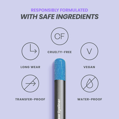 Wonderskin Eyeliner Pencil, 1440 Longwear Blue Eyeliner Pencil - Waterproof, Sharpenable & Smudge Proof