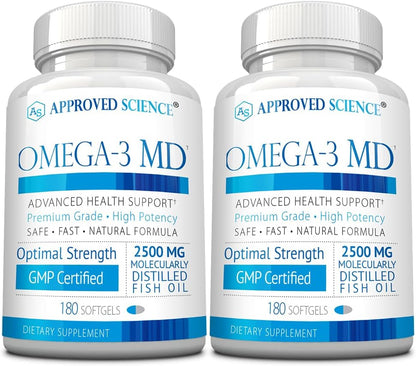 Omega-3MD - Fish Oil EPA & DHA - Improve Cognitive Health - 2 Bottles - 6 Month Supply