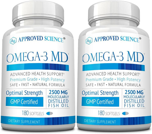Omega-3MD - Fish Oil EPA & DHA - Improve Cognitive Health - 2 Bottles - 6 Month Supply