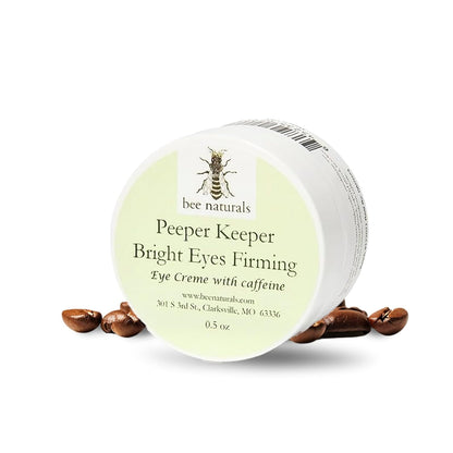 Bee Naturals Peeper Keeper Bright Eyes Firming Crème - Caffeine Enriched for Puffy Eye Reduction - Gentle Daily Use After Cleansing - Caution for Caffeine Sensitivity