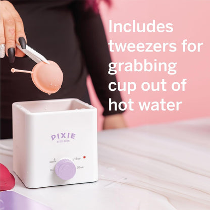 Pixie Menstrual Cup & Disc Boiler Sterilizer - Easily Submerge & Clean Your Period Cup in Boiling Water! Kills 99.9% of Germs with Cleaner Boiling Solution - The Most Soothing Way to Wash Your Cup
