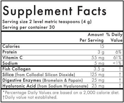 WelleCo The Collagen Elixir Collagen Powder, Marine Collagen Peptides with Vitamin C, Hyaluronic Acid, Digestive Enzymes & Silica, for Glowing Skin, Hair & Nails, Gluten Free, Unflavored, 4.23 oz