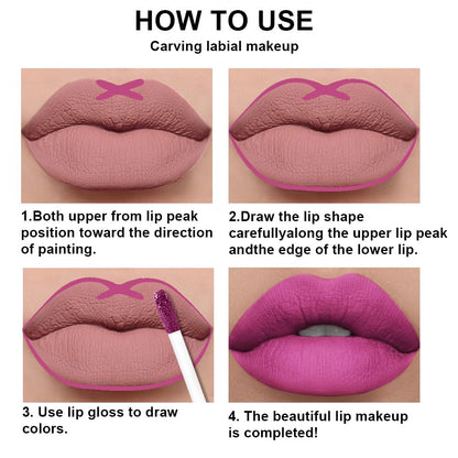 evpct 2Pcs Fuchsia Red Matte Lip Liner and Lipstick Combo Set for Women, Fuchsia Lip Combo Set Liquid Lips Stick Gloss and Lipliner Stains Set Long Lasting Waterproof, Lips Makeup 24 Hours originales